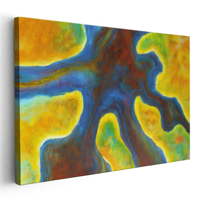Vibrant Arteries: Abstract Expressionist Blue and Red Canvas Art Print