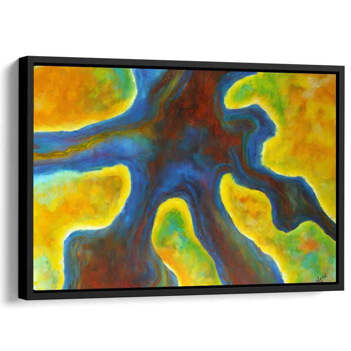 Vibrant Arteries: Abstract Expressionist Blue and Red Canvas Art Print