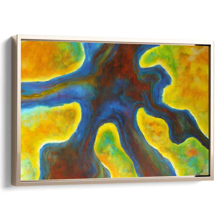 Vibrant Arteries: Abstract Expressionist Blue and Red Canvas Art Print