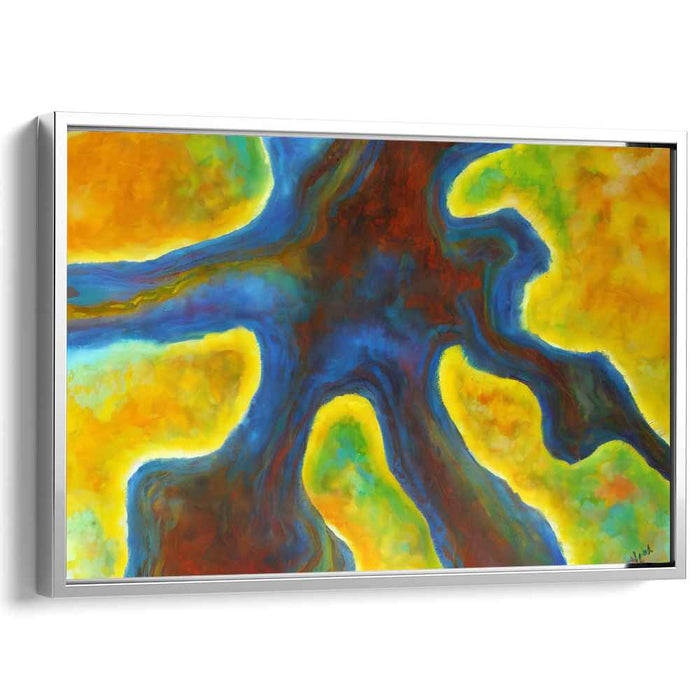 Vibrant Arteries: Abstract Expressionist Blue and Red Canvas Art Print