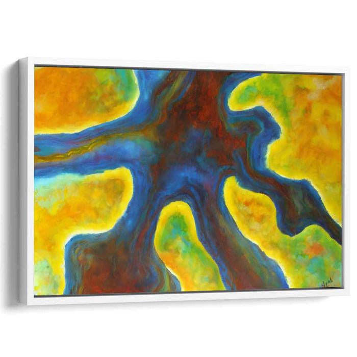 Vibrant Arteries: Abstract Expressionist Blue and Red Canvas Art Print
