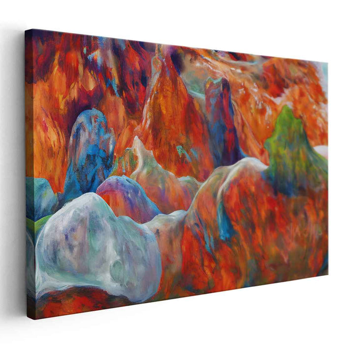 Molten Dreamscapes: Abstract Expressionist Vibrant Landscape Canvas Art