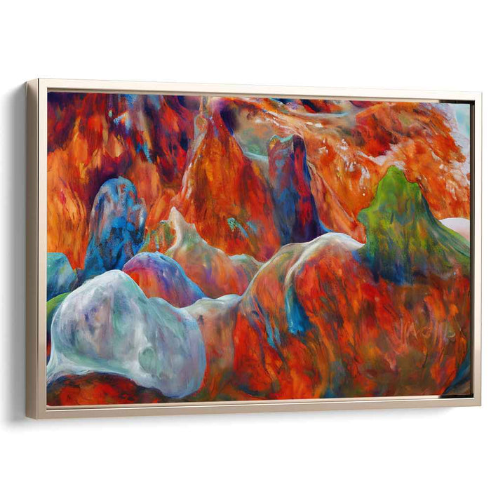 Molten Dreamscapes: Abstract Expressionist Vibrant Landscape Canvas Art