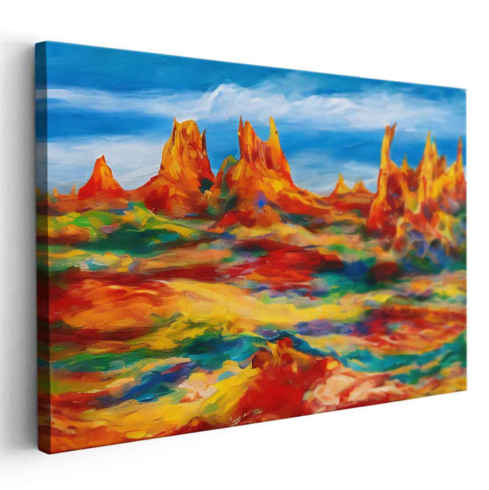 Sandstorm Sonata: Abstract Expressionist Desert Landscape Canvas Art Print