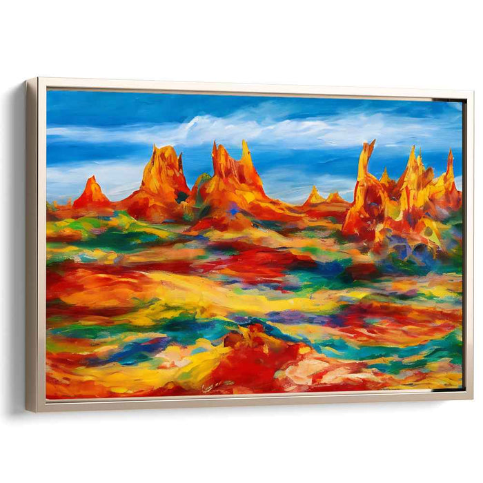 Sandstorm Sonata: Abstract Expressionist Desert Landscape Canvas Art Print