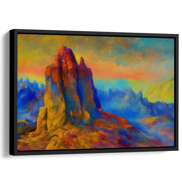 Twilight Peaks Illusion: Surreal Sunset Over Majestic Mountains Canvas Art
