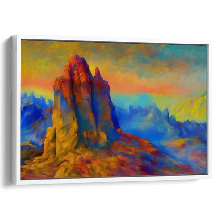 Twilight Peaks Illusion: Surreal Sunset Over Majestic Mountains Canvas Art