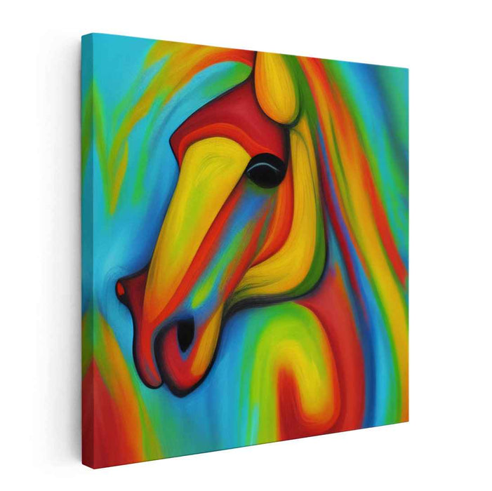 Vibrant Equine Spirit: Abstract Colorful Horse Canvas Art Print