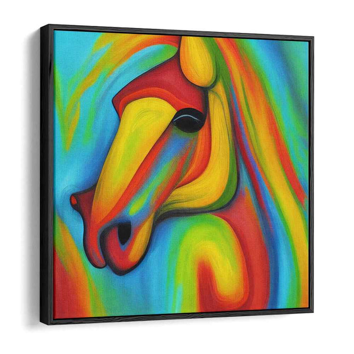 Vibrant Equine Spirit: Abstract Colorful Horse Canvas Art Print