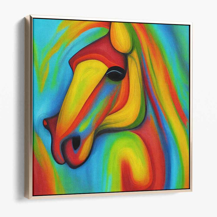 Vibrant Equine Spirit: Abstract Colorful Horse Canvas Art Print