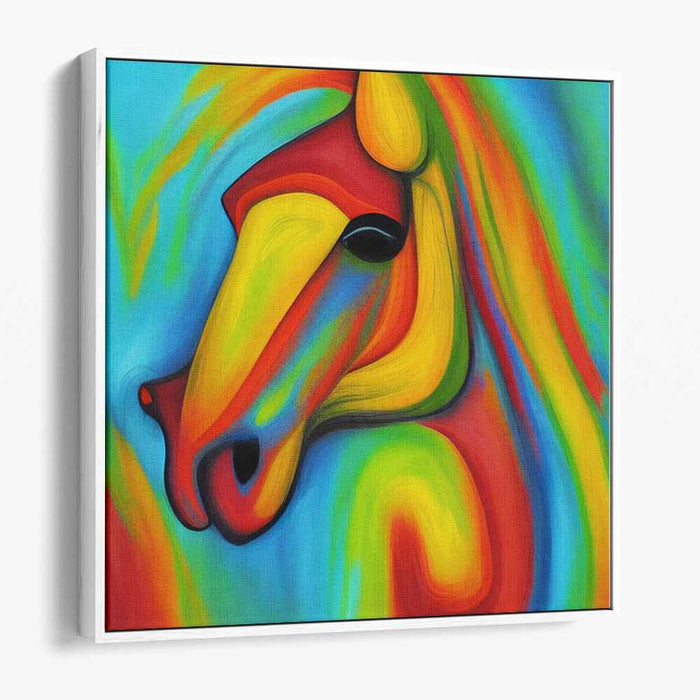 Vibrant Equine Spirit: Abstract Colorful Horse Canvas Art Print