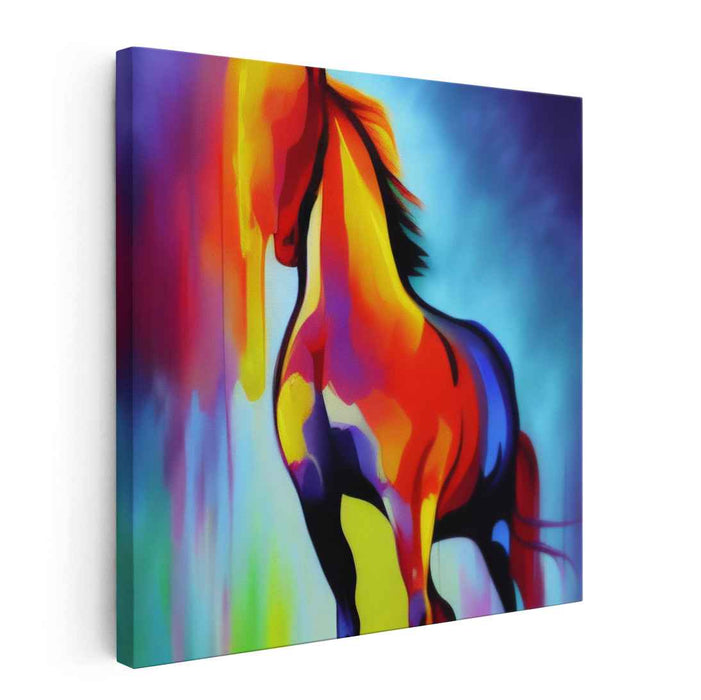 Vibrant Equestrian Dream: Expressionist Color Burst Horse Canvas Art