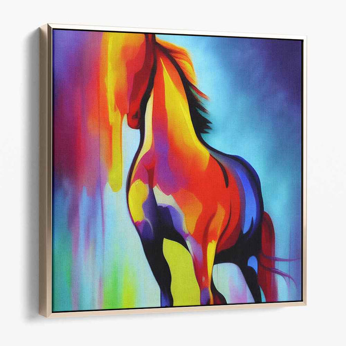 Vibrant Equestrian Dream: Expressionist Color Burst Horse Canvas Art