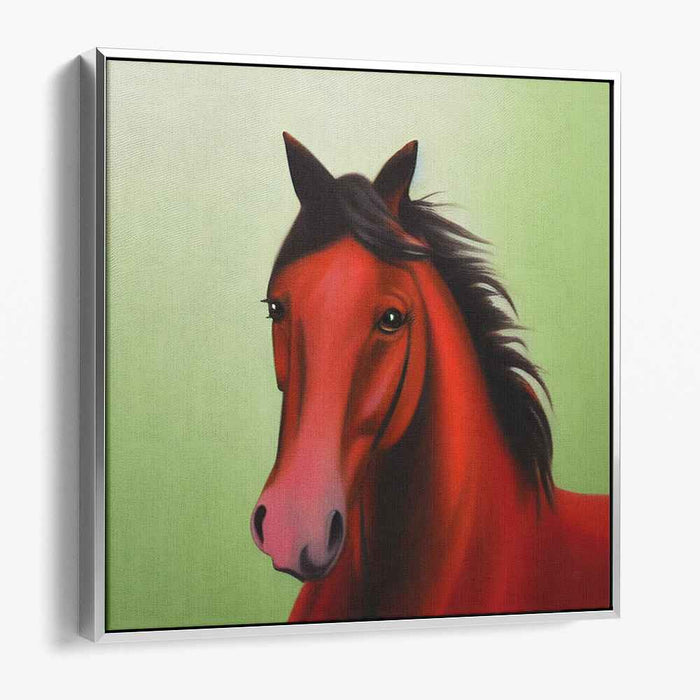 Crimson Equine Impression: Realistic Red Horse Canvas Art Print