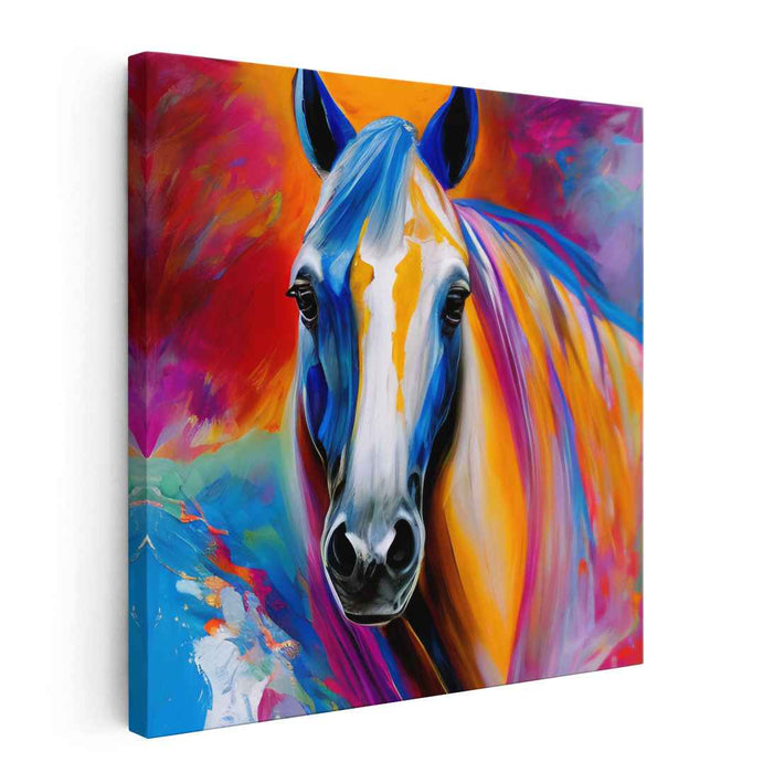 Vivid Equine Expression: Dynamic Abstract Horse Canvas Art Print