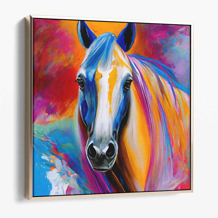 Vivid Equine Expression: Dynamic Abstract Horse Canvas Art Print
