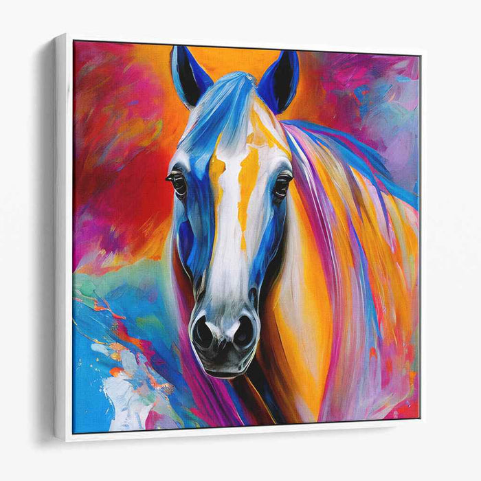 Vivid Equine Expression: Dynamic Abstract Horse Canvas Art Print