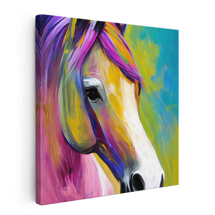Vibrant Equestrian Beauty: Colorful Expressionist Horse Canvas Art