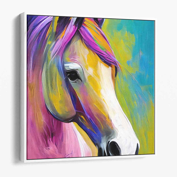 Vibrant Equestrian Beauty: Colorful Expressionist Horse Canvas Art
