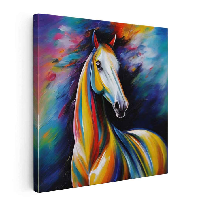 Majestic Mane Movement: Vibrant Abstract Horse Canvas Art