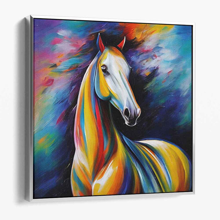 Majestic Mane Movement: Vibrant Abstract Horse Canvas Art