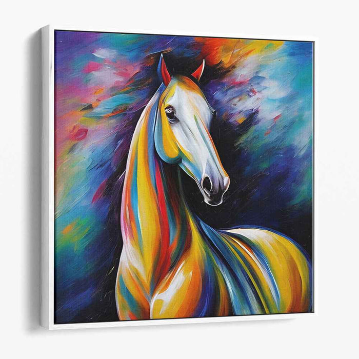 Majestic Mane Movement: Vibrant Abstract Horse Canvas Art