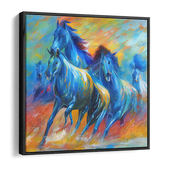 Blue Equestrian Blaze: Expressionist Horse Canvas Art Print