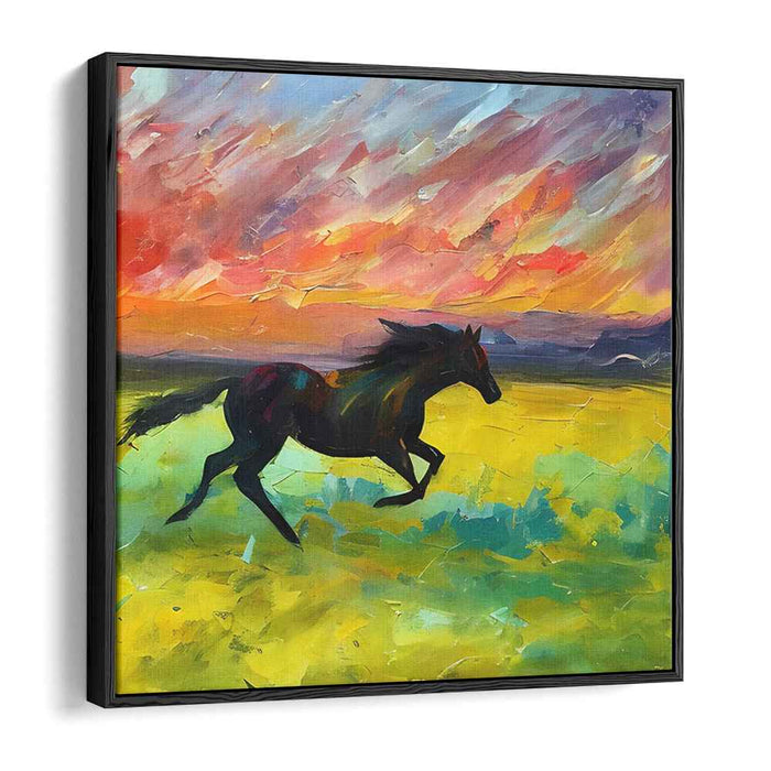 Ethereal Equine Twilight Dance: Vivid Sunset Gallop Canvas Art