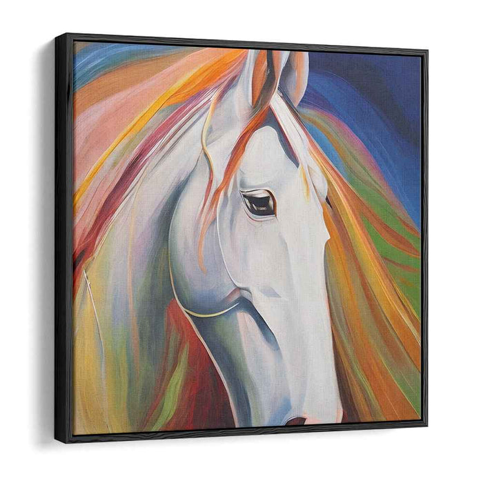 Majestic White Horse: Dynamic Equine Grace Canvas Art Print