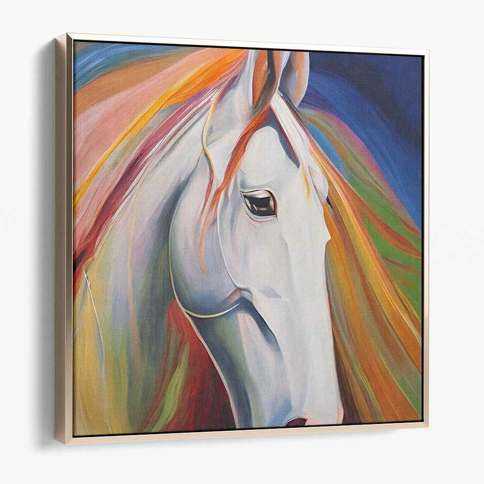 Majestic White Horse: Dynamic Equine Grace Canvas Art Print