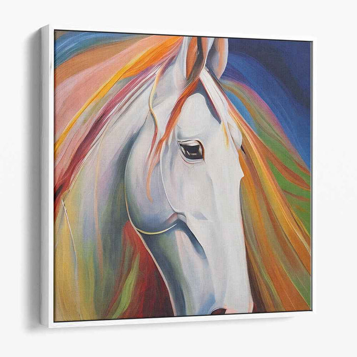 Majestic White Horse: Dynamic Equine Grace Canvas Art Print