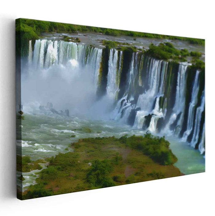 Ethereal Cascading Colors: Vibrant Waterfall Landscape Canvas Art