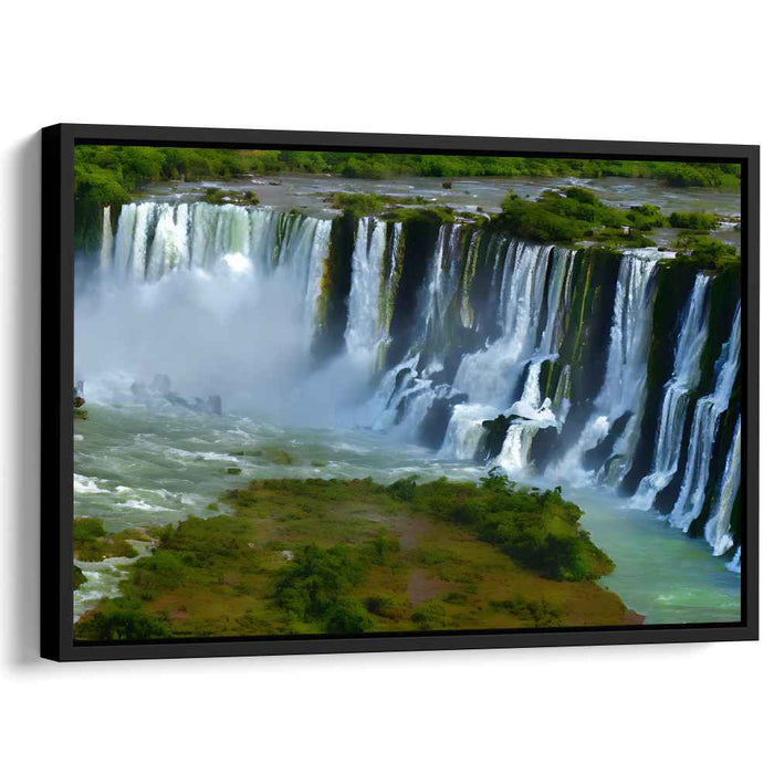 Ethereal Cascading Colors: Vibrant Waterfall Landscape Canvas Art