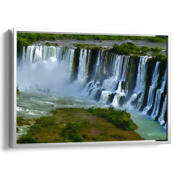 Ethereal Cascading Colors: Vibrant Waterfall Landscape Canvas Art