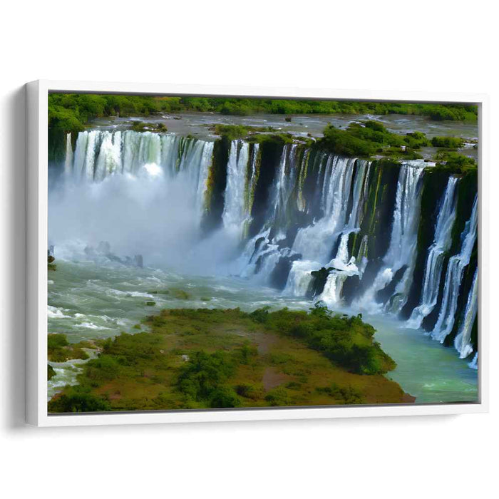 Ethereal Cascading Colors: Vibrant Waterfall Landscape Canvas Art