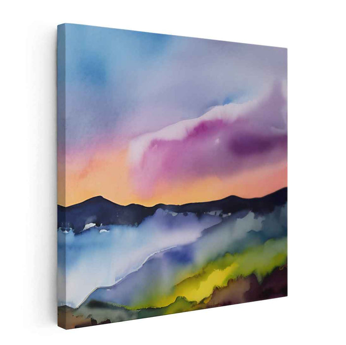 Inkblot Serenity: Abstract Expressionist Landscape in Watercolor