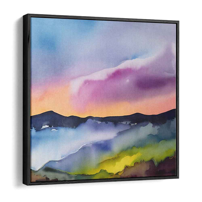 Inkblot Serenity: Abstract Expressionist Landscape in Watercolor