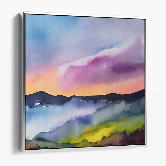 Inkblot Serenity: Abstract Expressionist Landscape in Watercolor