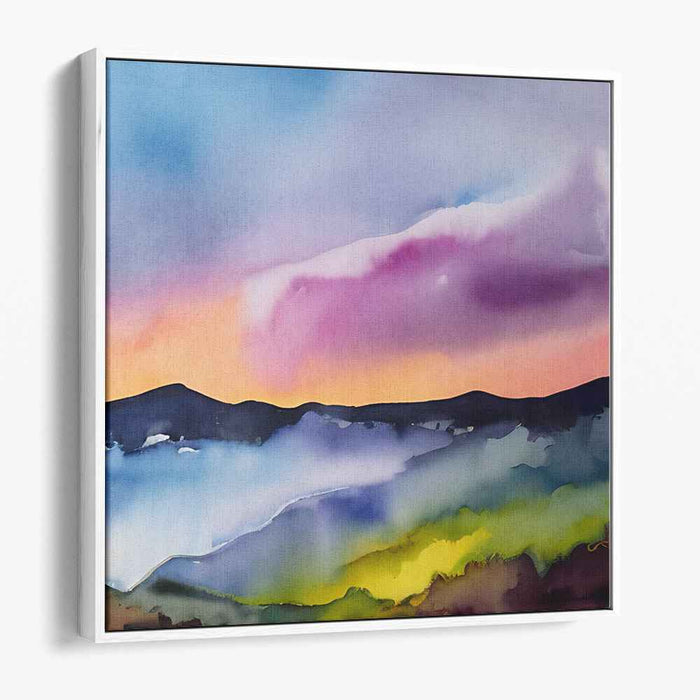 Inkblot Serenity: Abstract Expressionist Landscape in Watercolor