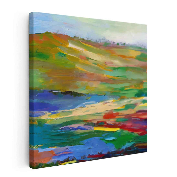 Geometric Horizon Perspective: Abstract Landscape Canvas Art