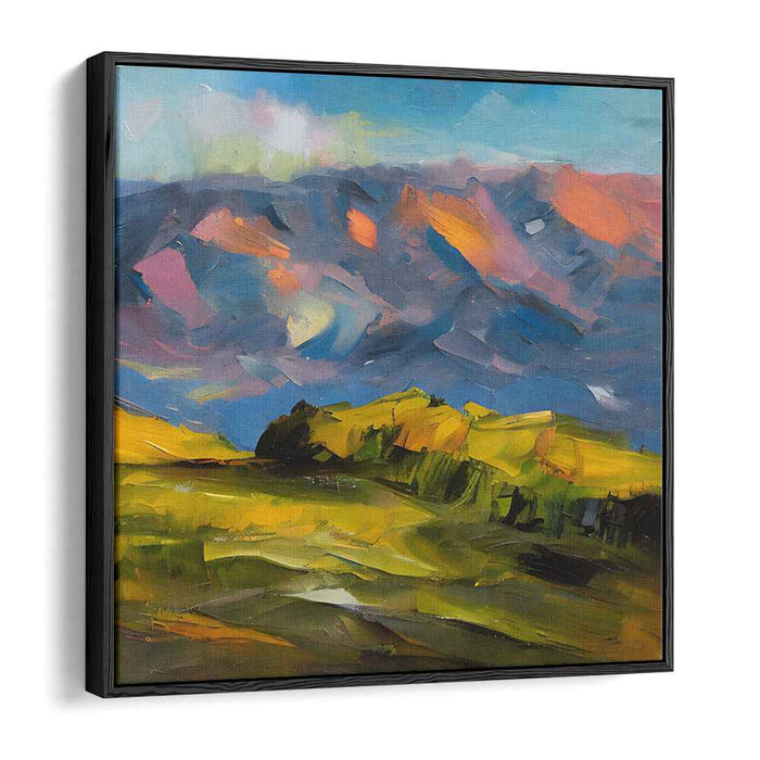 Serene Mountain Dreams: Abstract Impressionist Landscape Canvas Art Print