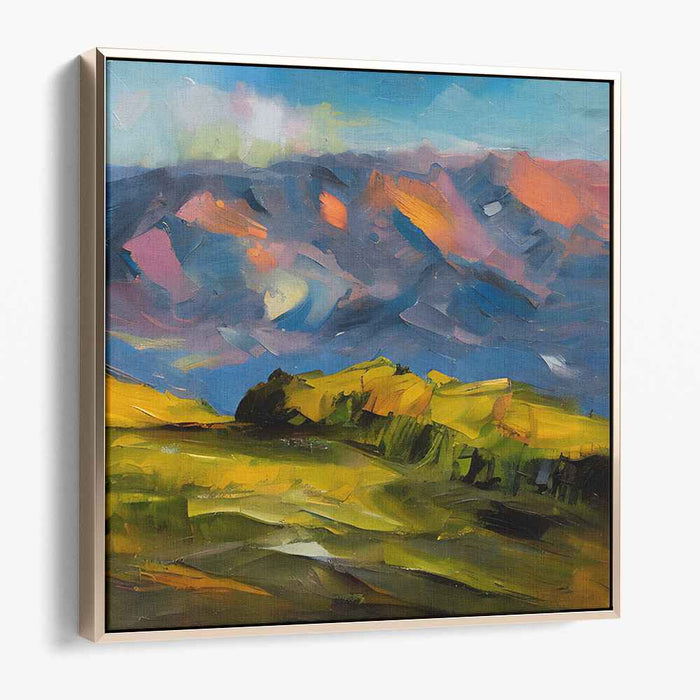 Serene Mountain Dreams: Abstract Impressionist Landscape Canvas Art Print