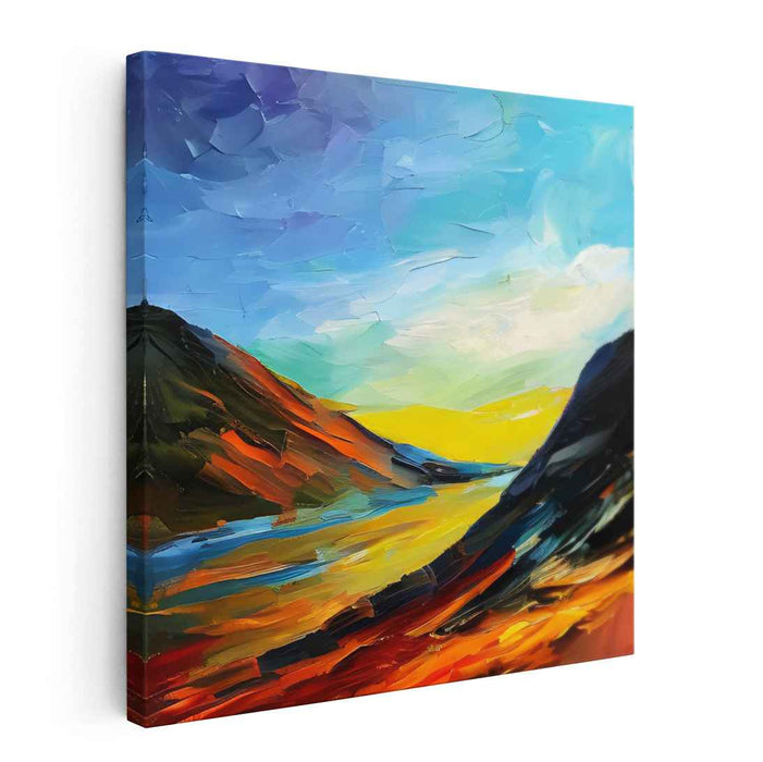 Vivid Canyon Dawn: Expressive Landscape Canvas Art Print