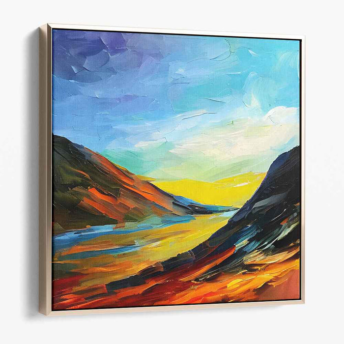 Vivid Canyon Dawn: Expressive Landscape Canvas Art Print