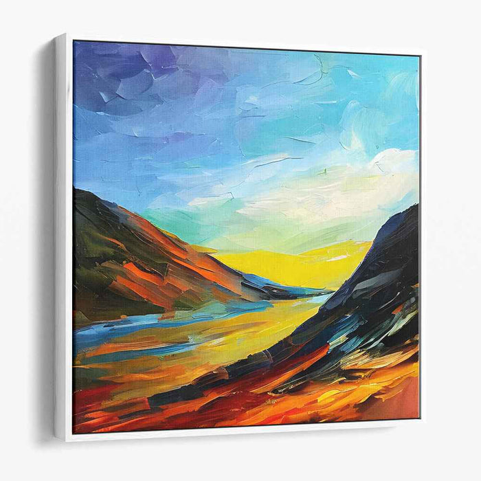 Vivid Canyon Dawn: Expressive Landscape Canvas Art Print