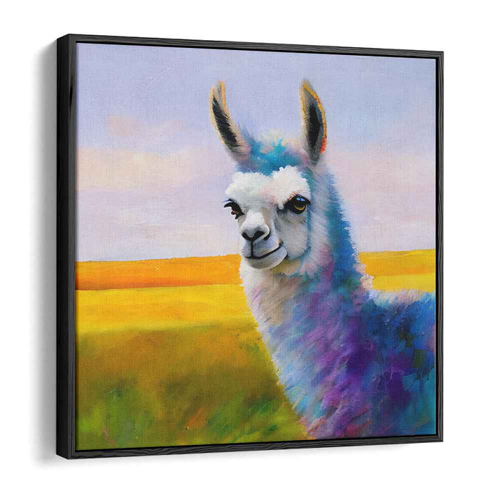 Misty Meadow Llama Dream: Llama Portrait in Pastel Tones Canvas Art
