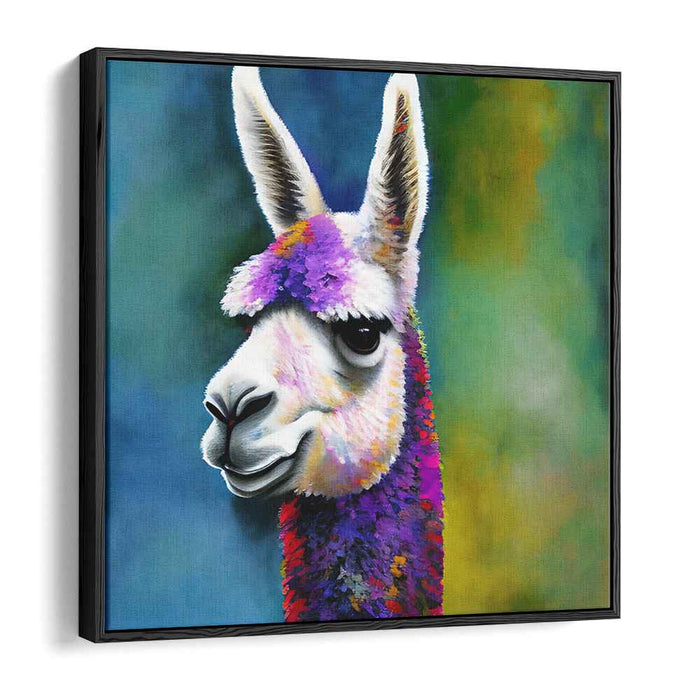 Llama's Colorful Reverie: The Vibrant Llama Portrait Canvas Art