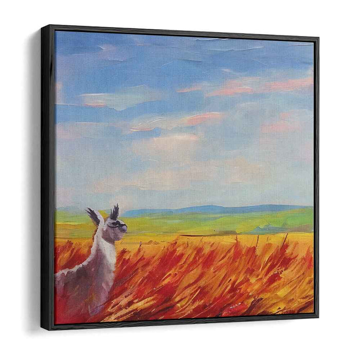 Llama's Tranquil Gaze: Expressionist Landscape Canvas Art Print