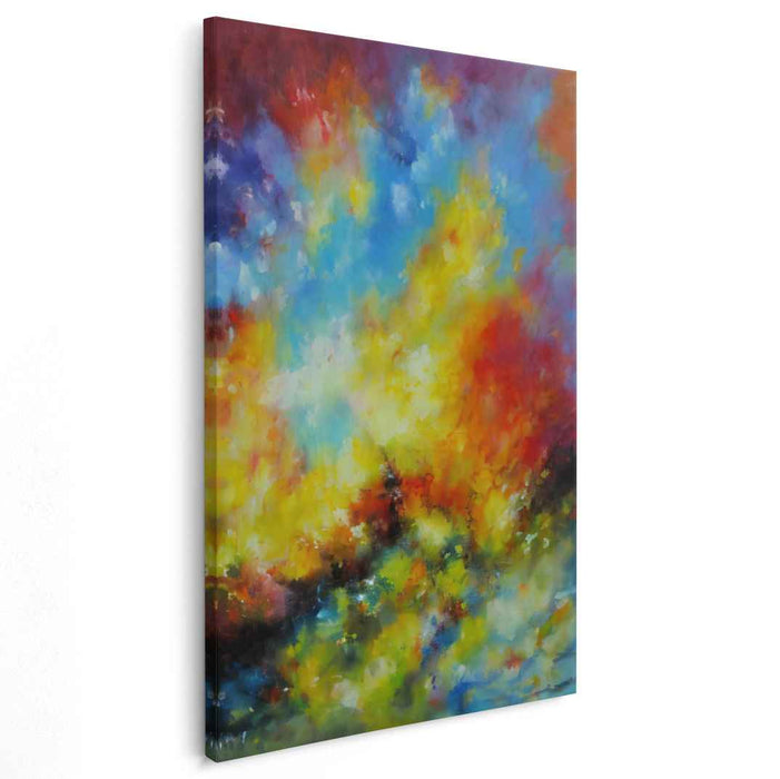 Radiant Sunrise Symphony: Abstract Expressionist Color Fusion Canvas Art