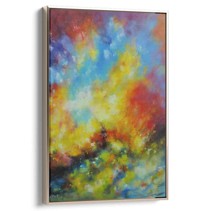 Radiant Sunrise Symphony: Abstract Expressionist Color Fusion Canvas Art